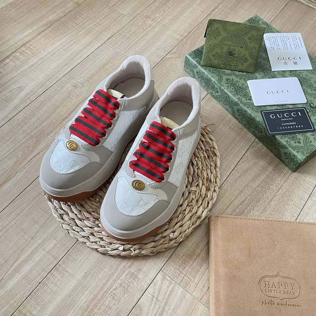 橙子出厂价 Gucci 古驰最新爆款 厚底运动鞋 休闲板鞋 复古小脏鞋 胖丁 胖墩墩 原版购入开发做货，Mac90全新爆款系列，精致小巧的互扣式双g标识浪漫诠释